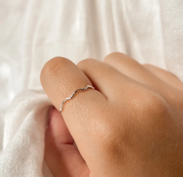 Textured Wave 925 Sterling Silver Ring